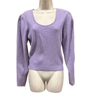 The Westside Kaia Light Purple Ribbed Scoop Neck Wool & Cashmere Sweater NWT Siz